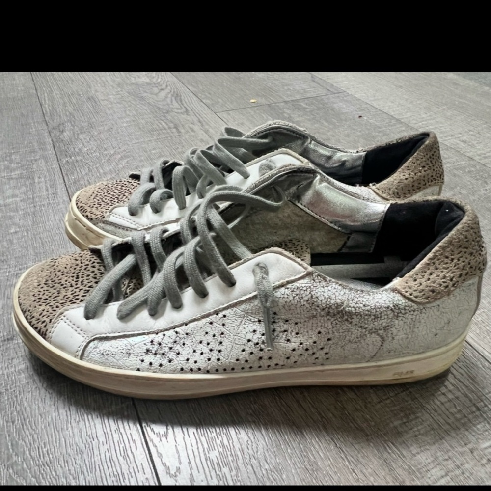 P448 THEA LOW TOP ANIMAL PRINT/BRONZE SNEAKERS- SIZE 8 $328